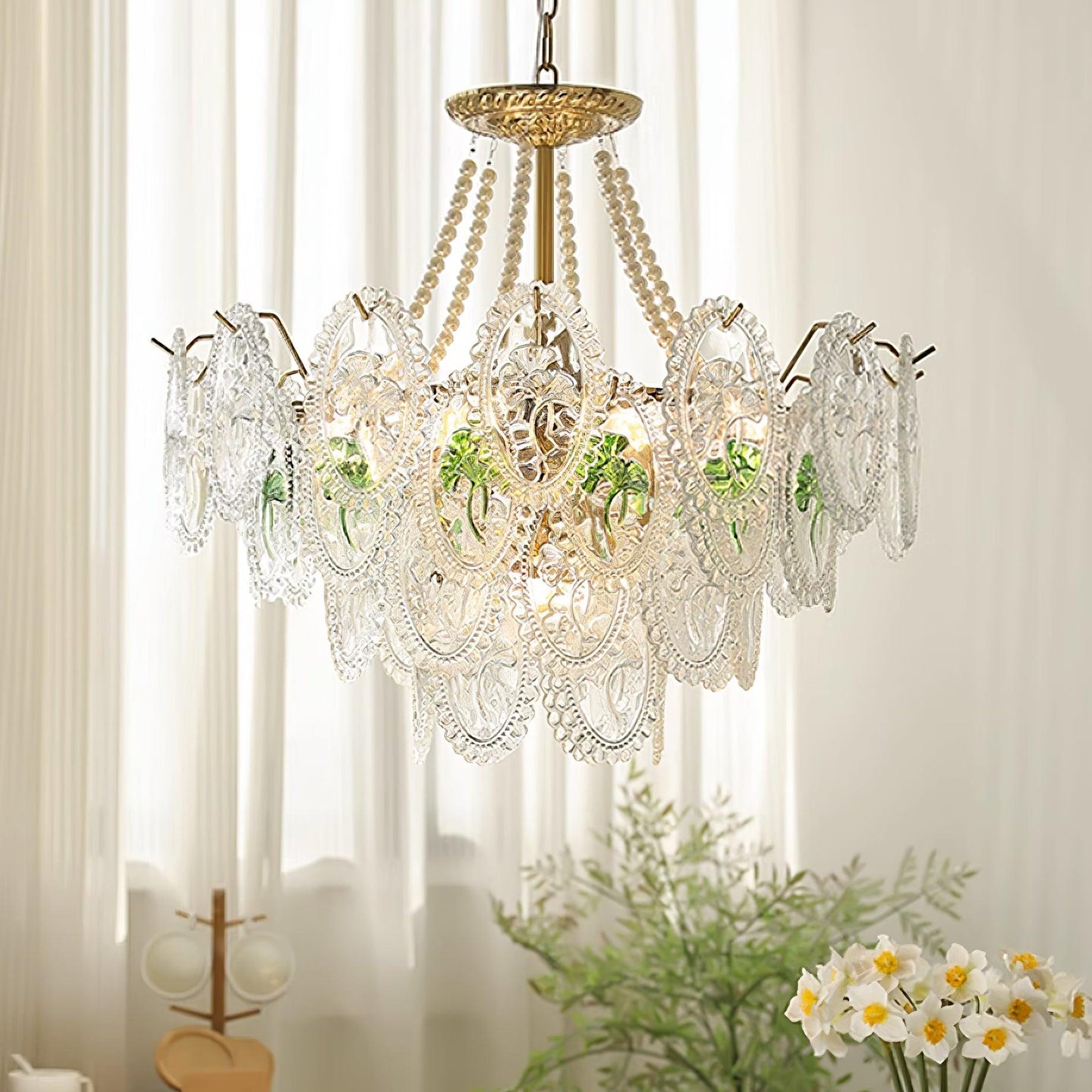 Solvair | Radiant Cascading Pearl Luxury Glass Chandelier
