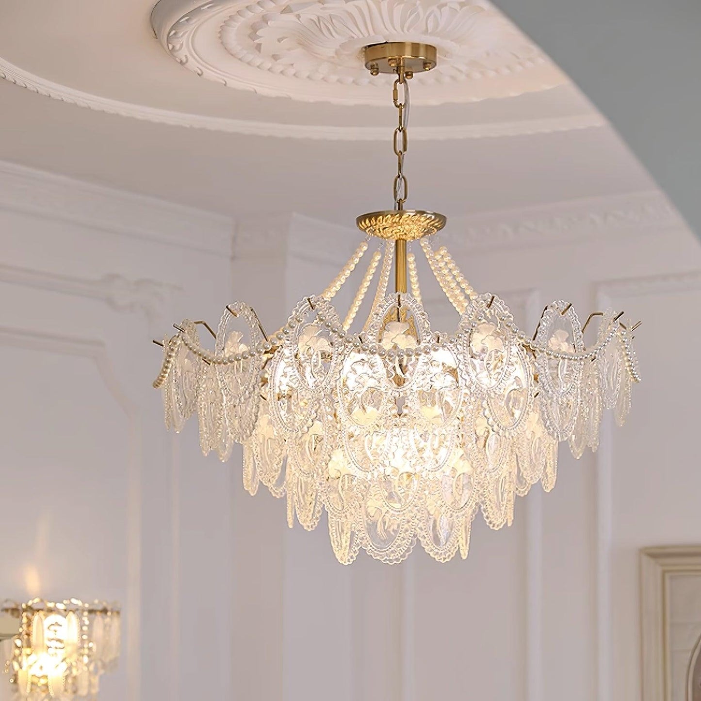 Solvair | Radiant Cascading Pearl Luxury Glass Chandelier