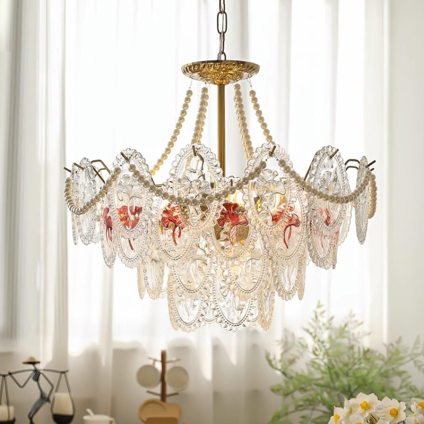 Solvair | Radiant Cascading Pearl Luxury Glass Chandelier
