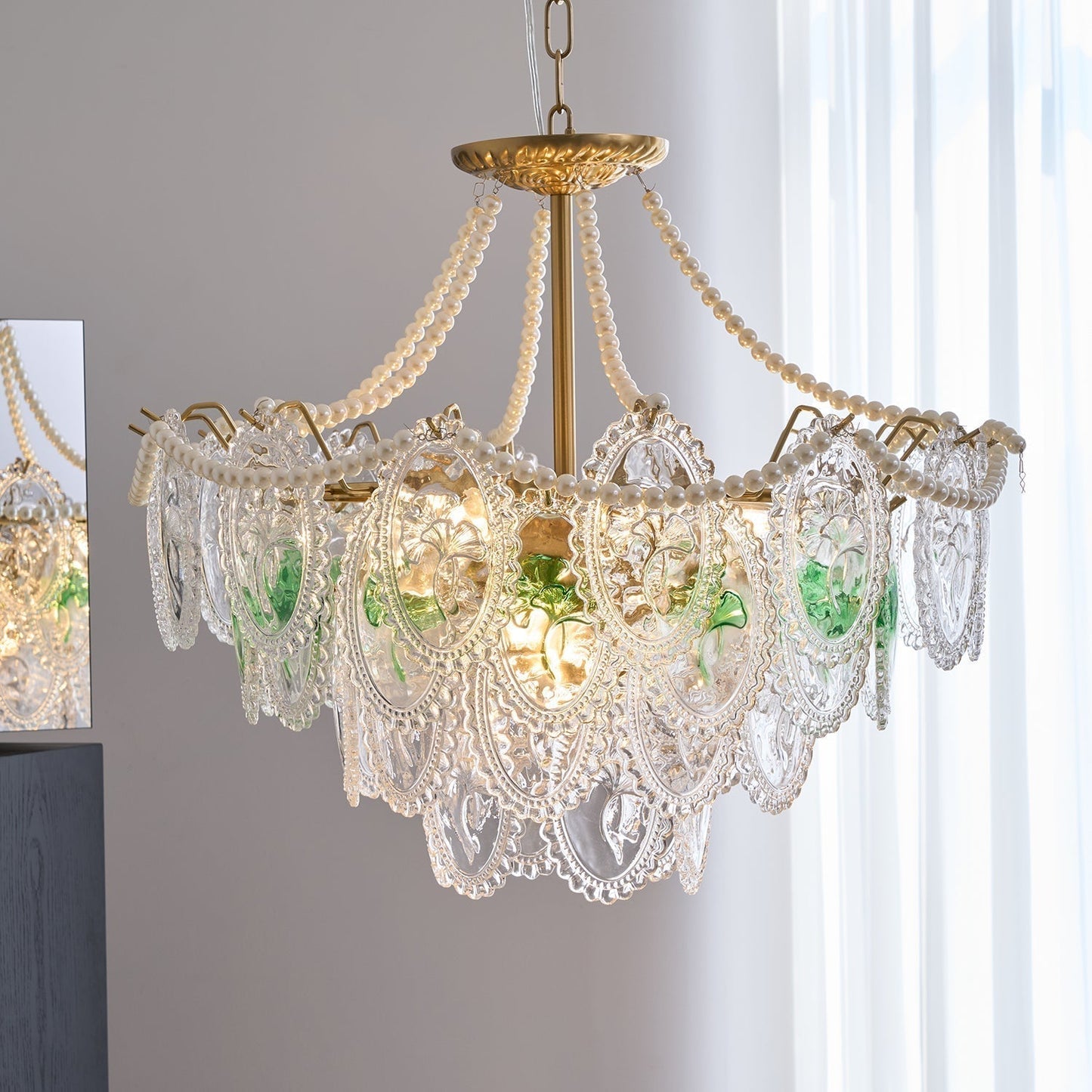 Solvair | Radiant Cascading Pearl Luxury Glass Chandelier