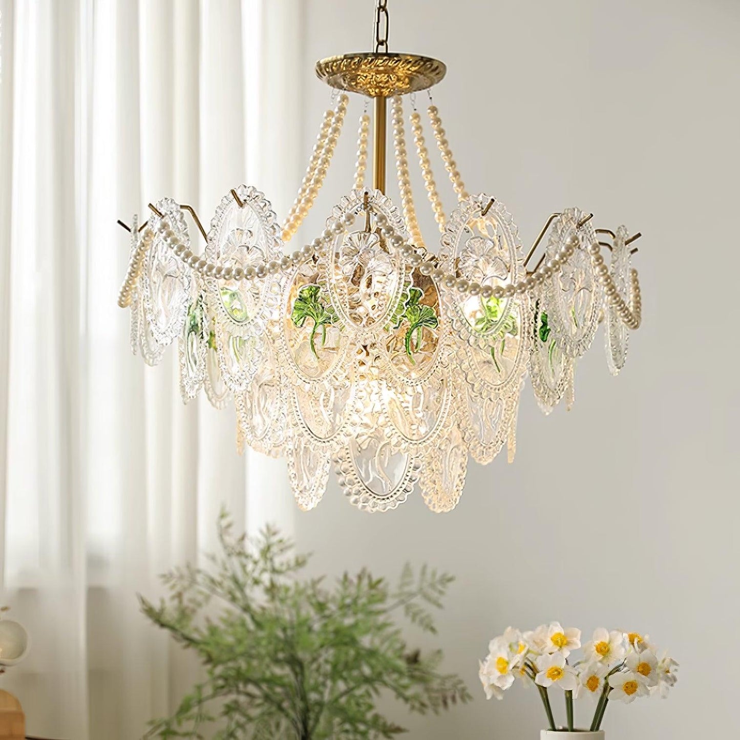 Solvair | Radiant Cascading Pearl Luxury Glass Chandelier