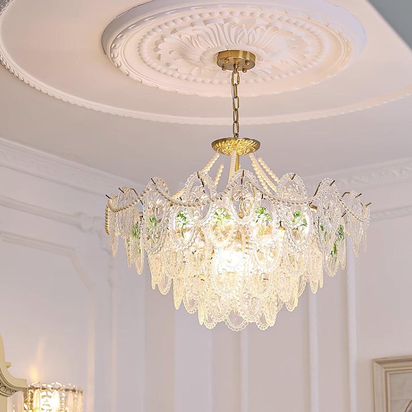 Solvair | Radiant Cascading Pearl Luxury Glass Chandelier