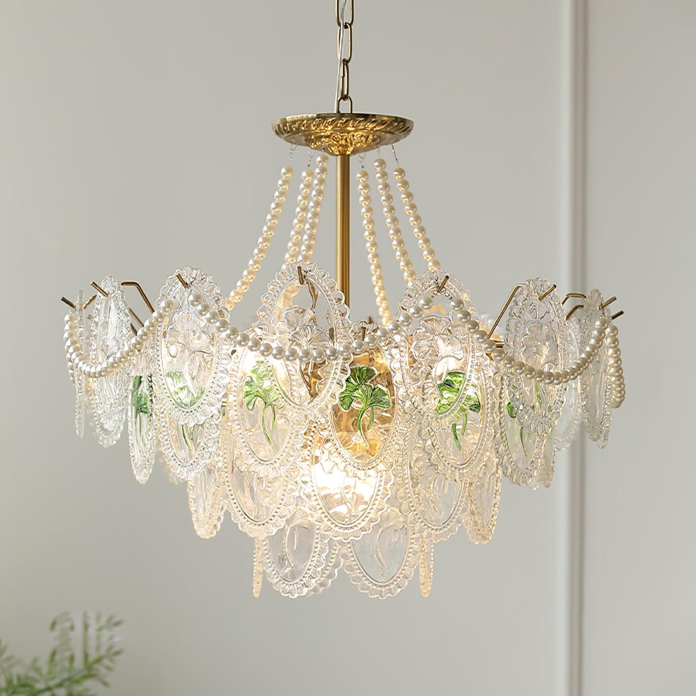 Solvair | Radiant Cascading Pearl Luxury Glass Chandelier
