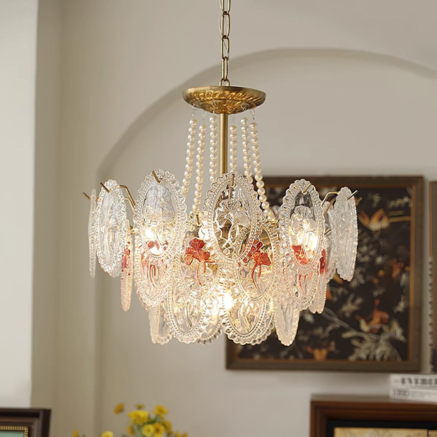 Solvair | Radiant Cascading Pearl Luxury Glass Chandelier