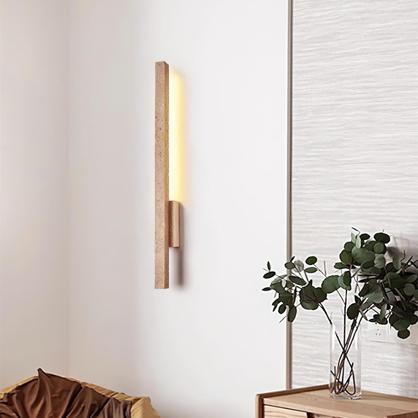 Aeryss | Linear Architectural Travertine Stone Wall Light Sconce