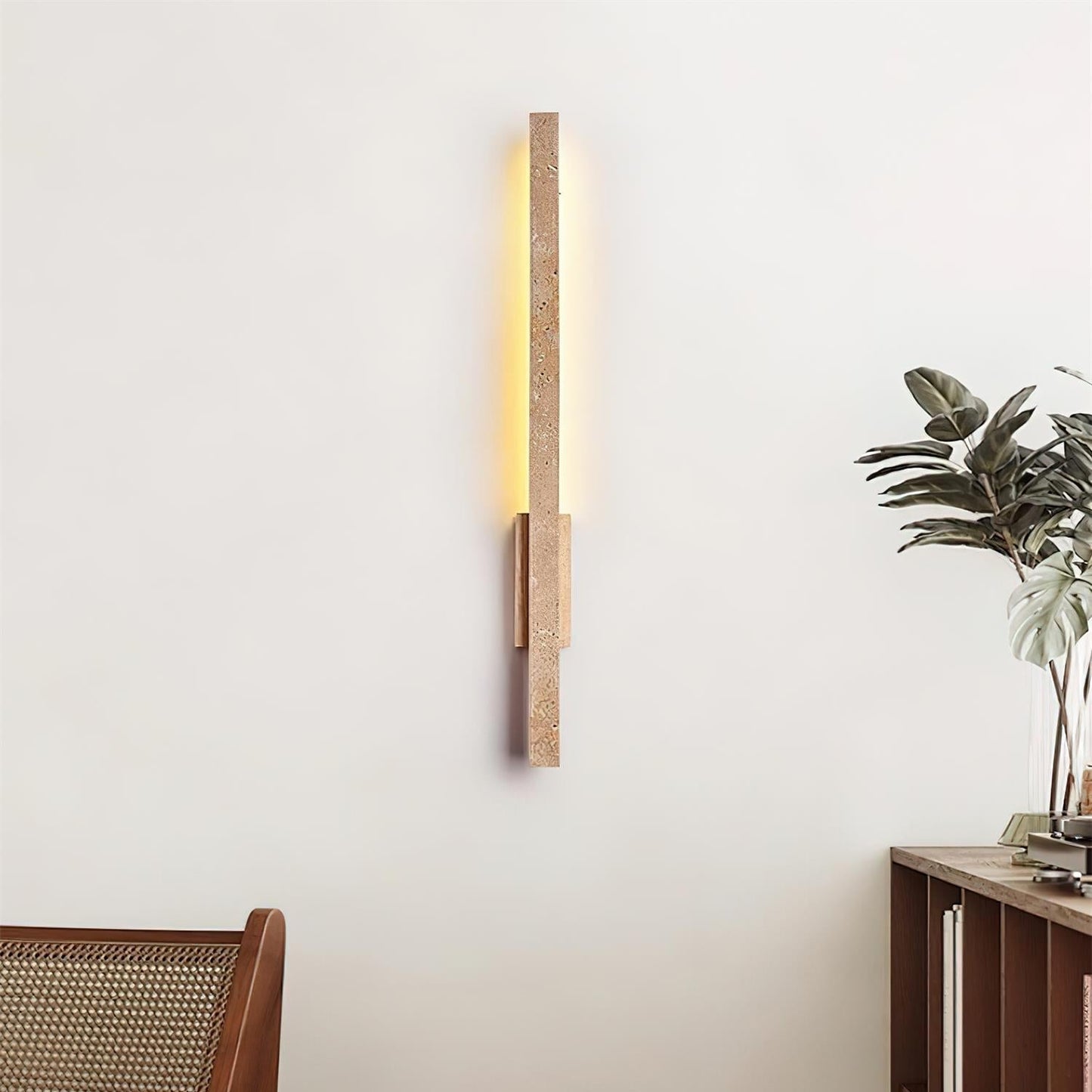 Aeryss | Linear Architectural Travertine Stone Wall Light Sconce