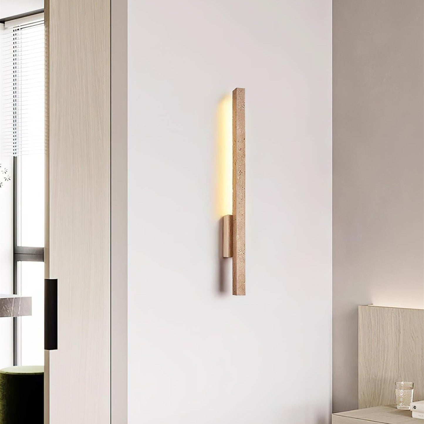 Aeryss | Linear Architectural Travertine Stone Wall Light Sconce