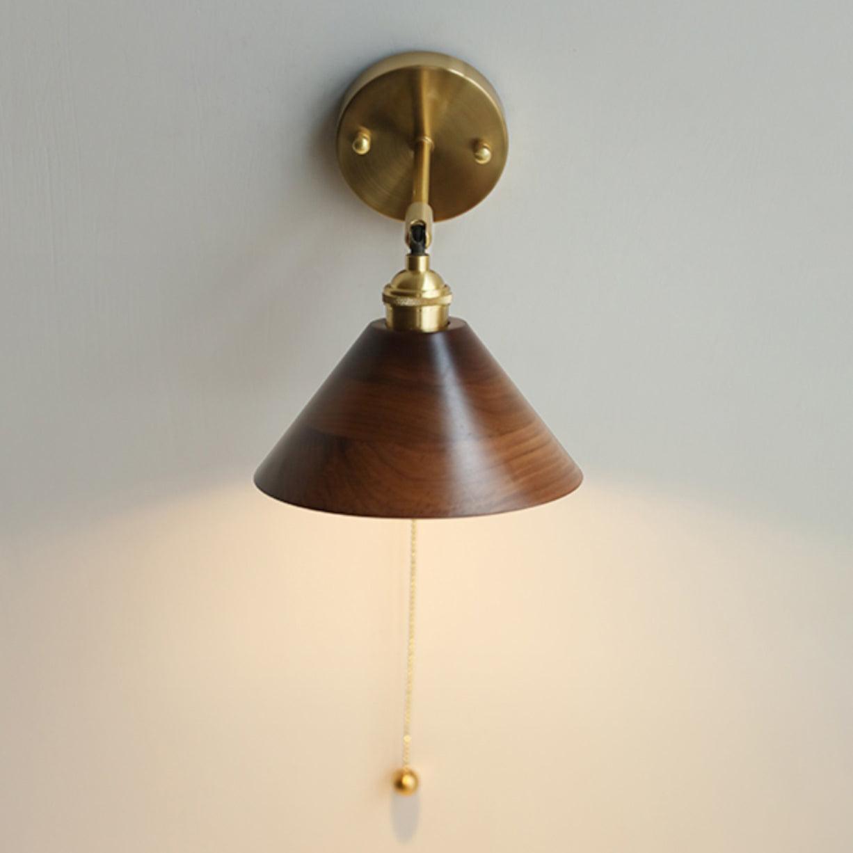 Thorgren | Midcentury Geometric Cone Silhouette Wooden Wall Light