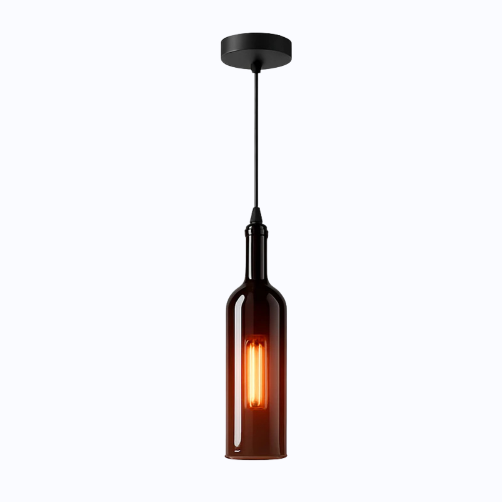 Vireloft | Sculpted Wine Bottle Glass Art Deco Pendant Light