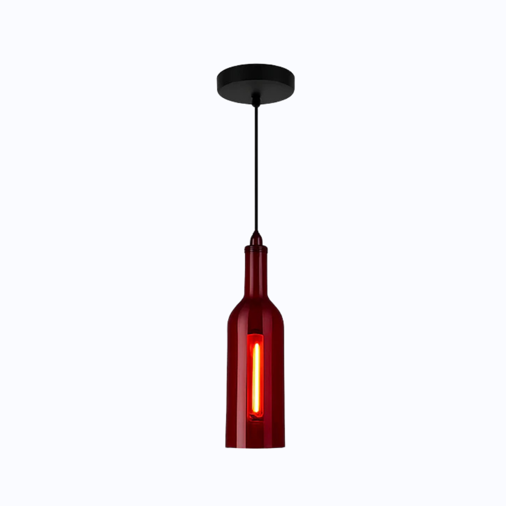 Vireloft | Sculpted Wine Bottle Glass Art Deco Pendant Light