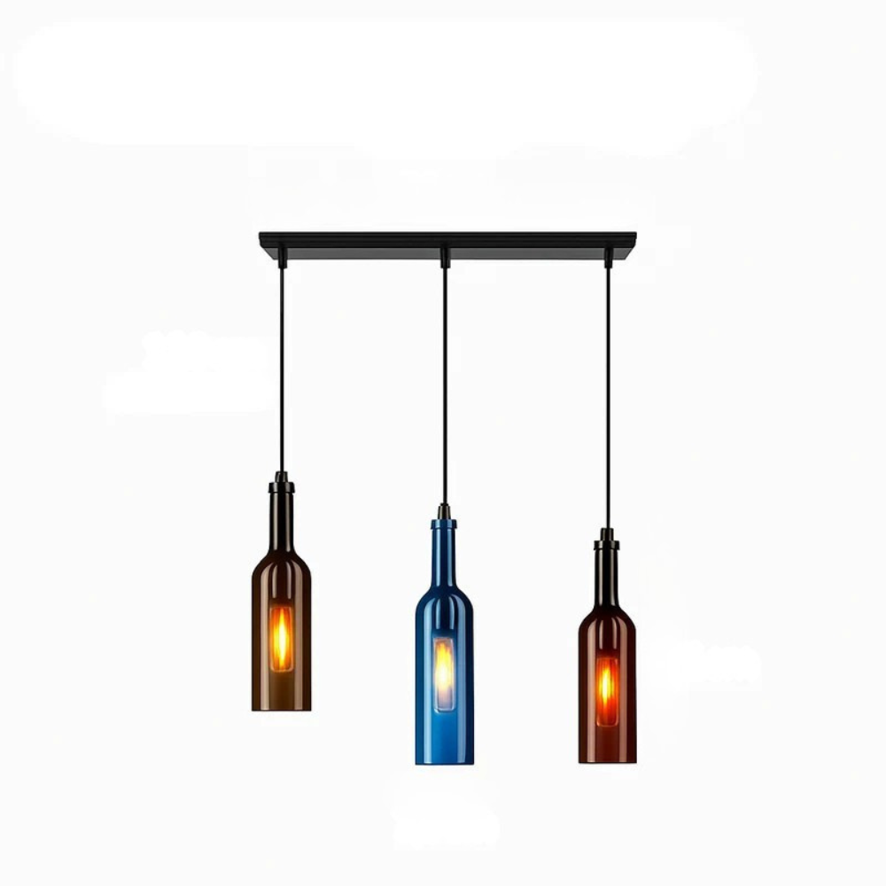 Vireloft | Sculpted Wine Bottle Glass Art Deco Pendant Light
