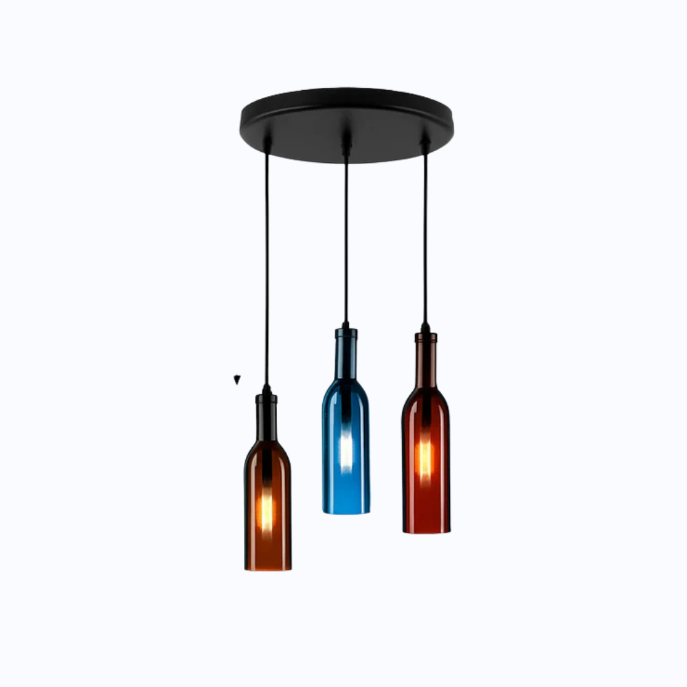 Vireloft | Sculpted Wine Bottle Glass Art Deco Pendant Light