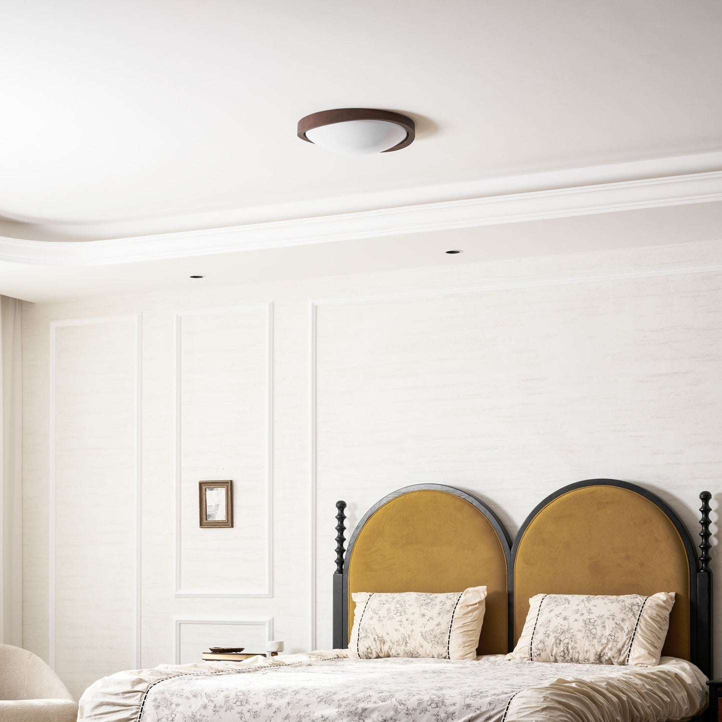 Kaelisyn | Organic Curved Wooden Geometric Silhouette Flush Mount Ceiling Light
