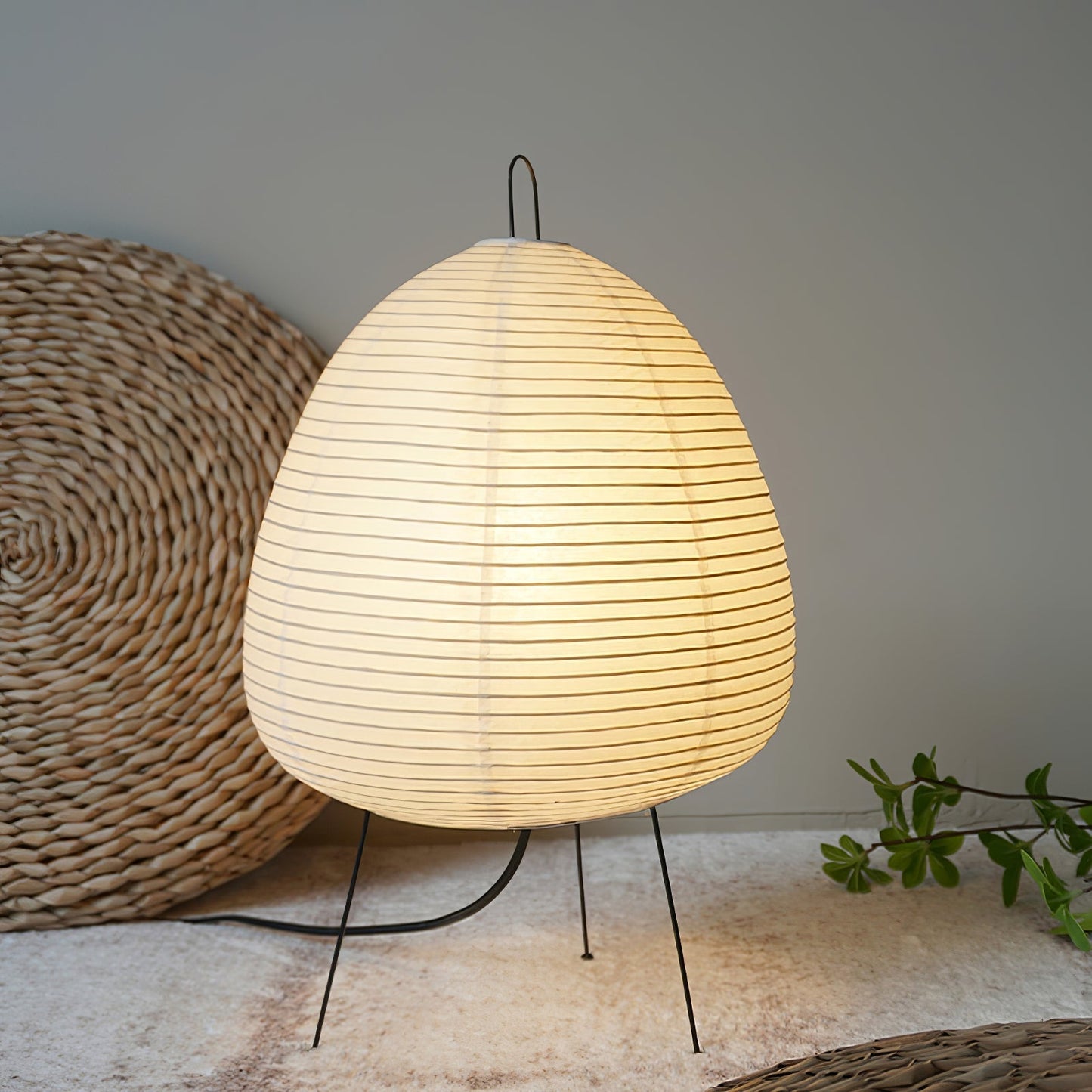 Kryntaleo | Japanese Ribbed Bamboo Silhouette Oriental Accent Table Lamp