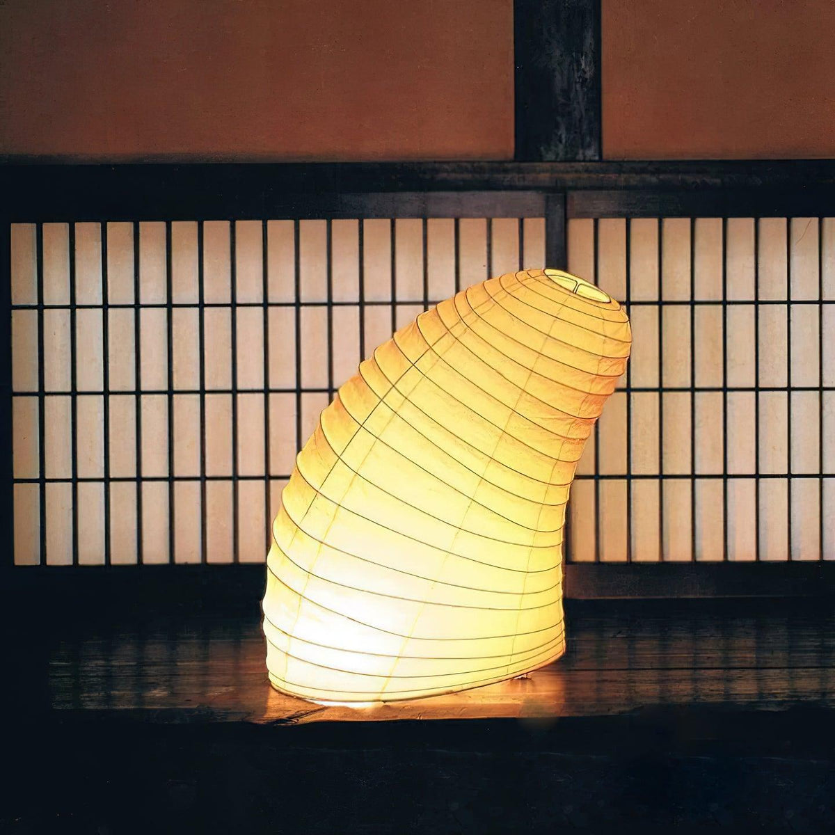 Kryntaleo | Japanese Ribbed Bamboo Silhouette Oriental Accent Table Lamp