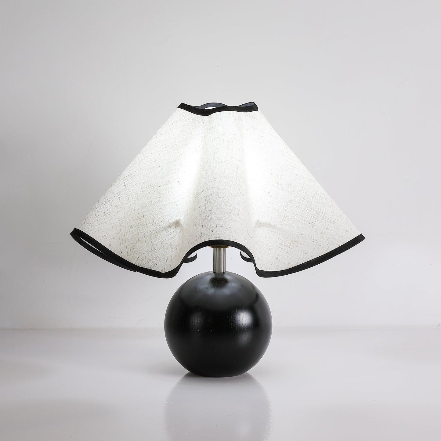 Meriloch | Sculptural Wave Fabric Wooden Base Table Lamp