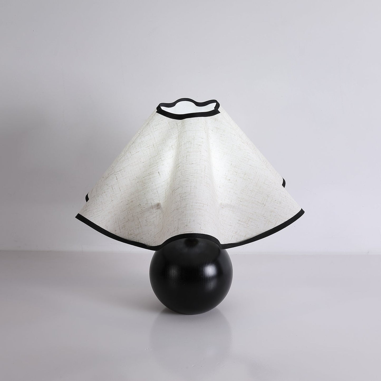 Meriloch | Sculptural Wave Fabric Wooden Base Table Lamp