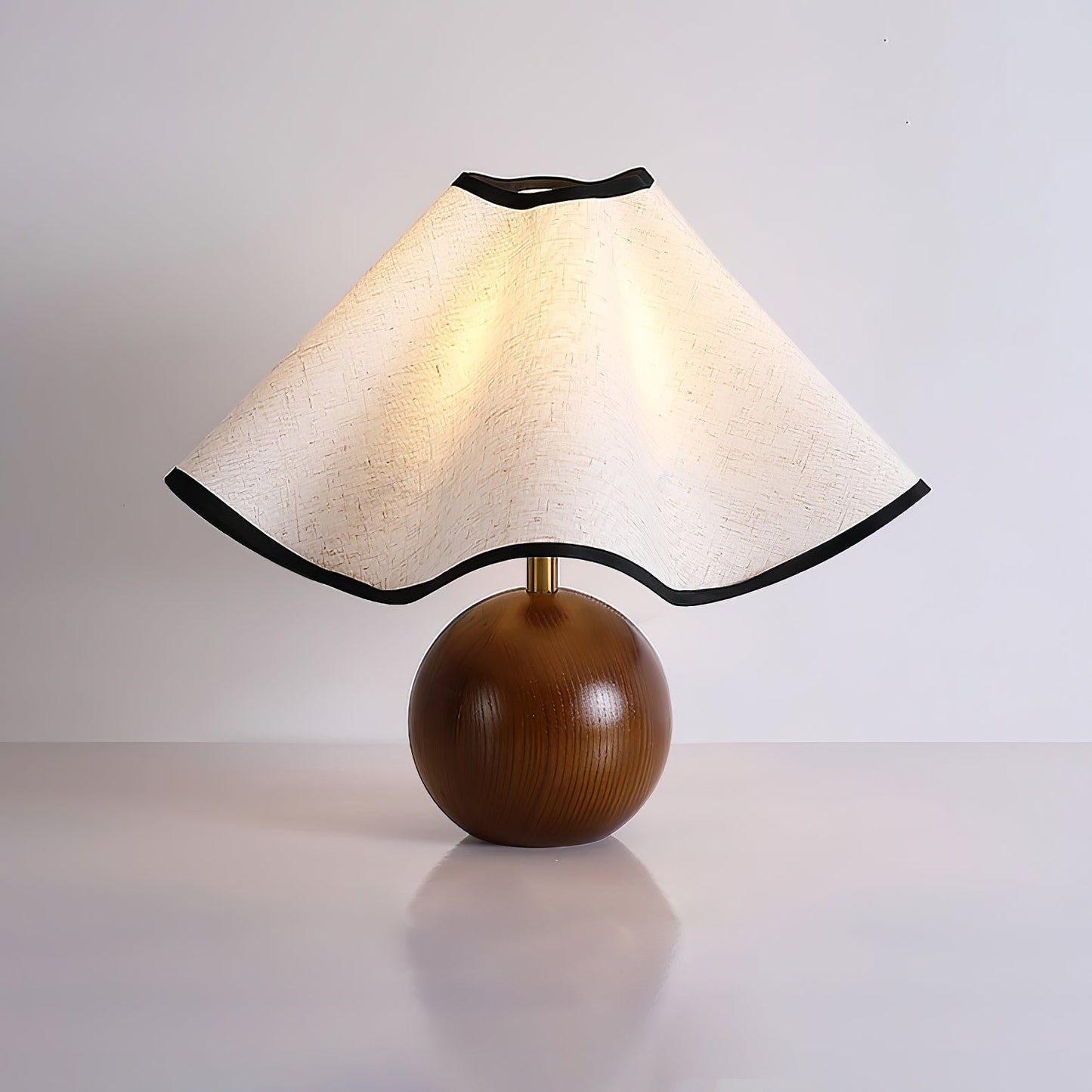 Meriloch | Sculptural Wave Fabric Wooden Base Table Lamp