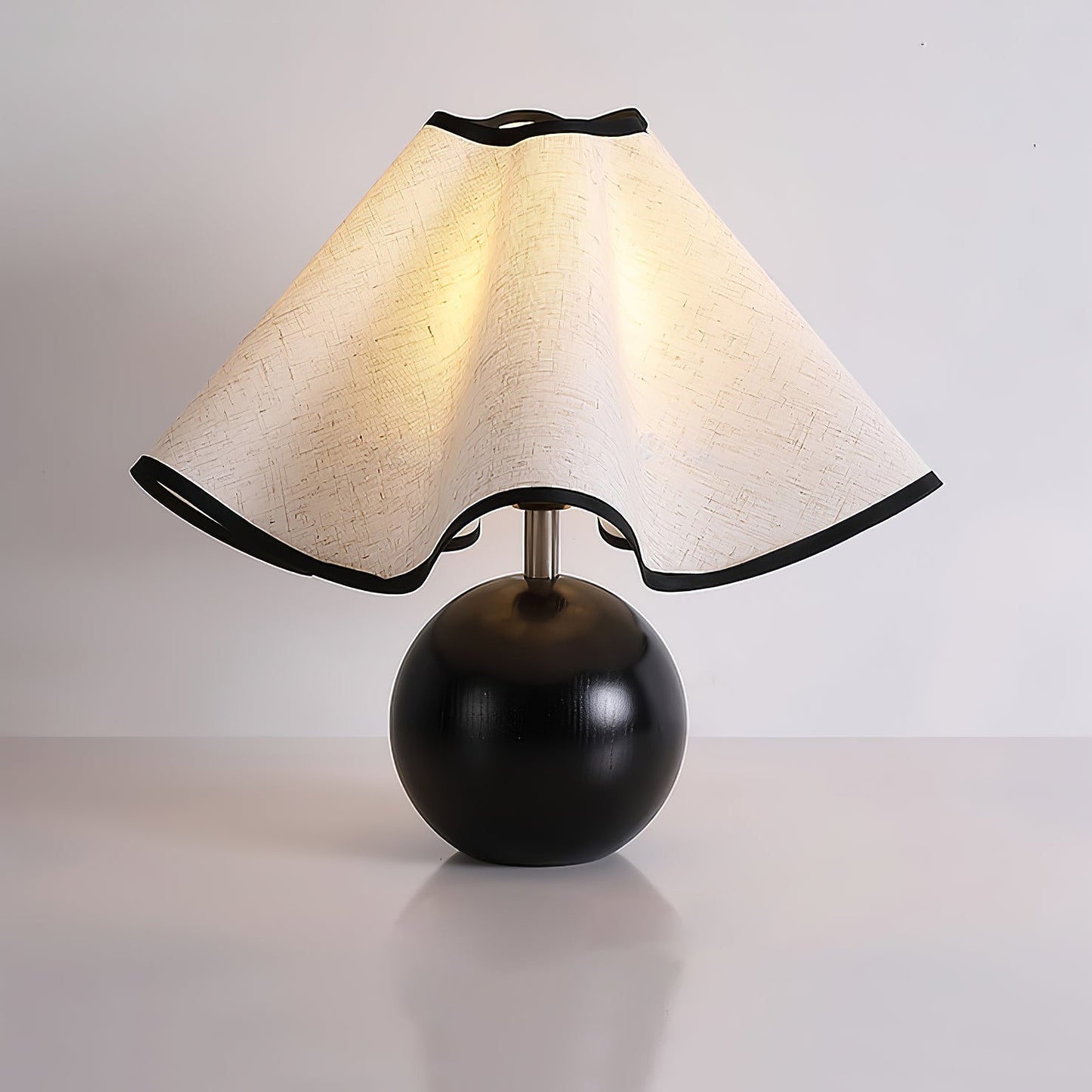 Meriloch | Sculptural Wave Fabric Wooden Base Table Lamp