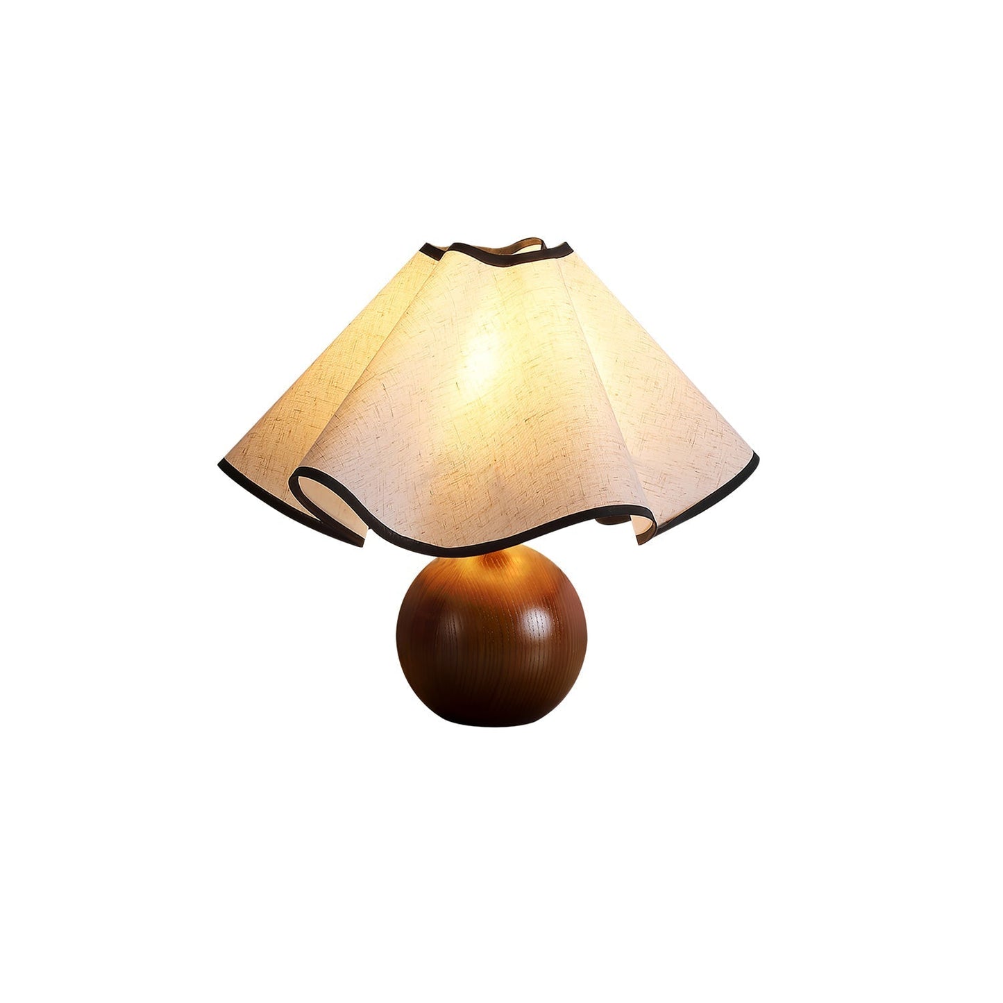 Meriloch | Sculptural Wave Fabric Wooden Base Table Lamp