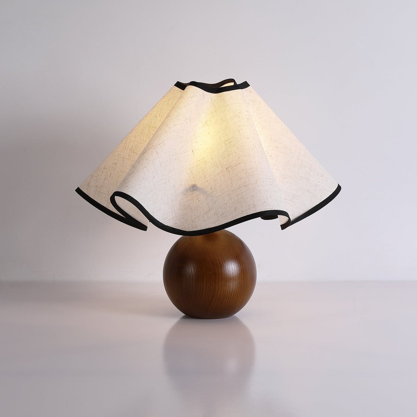Meriloch | Sculptural Wave Fabric Wooden Base Table Lamp