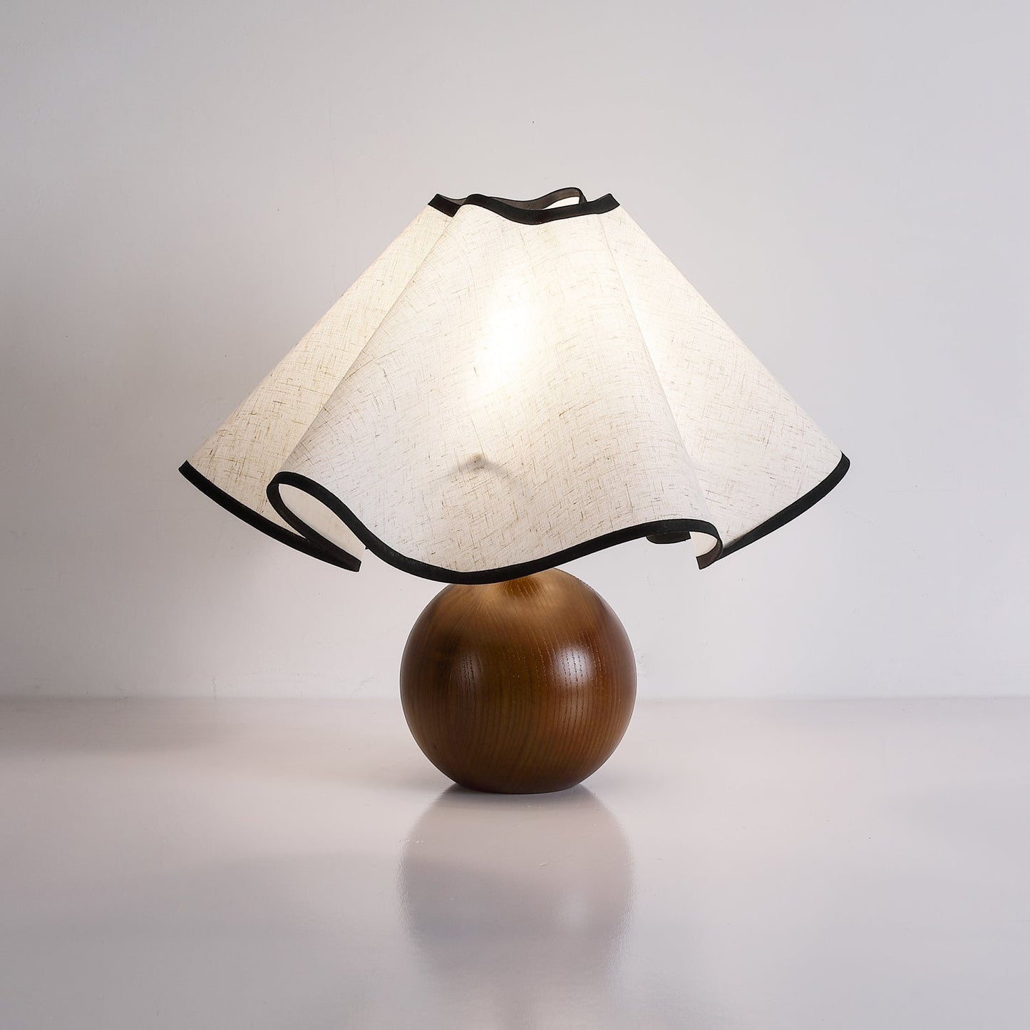 Meriloch | Sculptural Wave Fabric Wooden Base Table Lamp