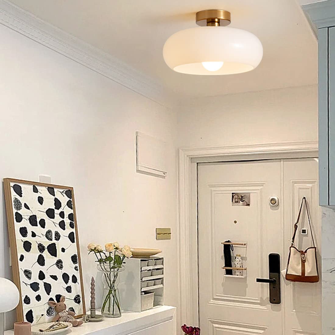 Vitrea | Retro Glossy Dome Semi Flush Ceiling Light