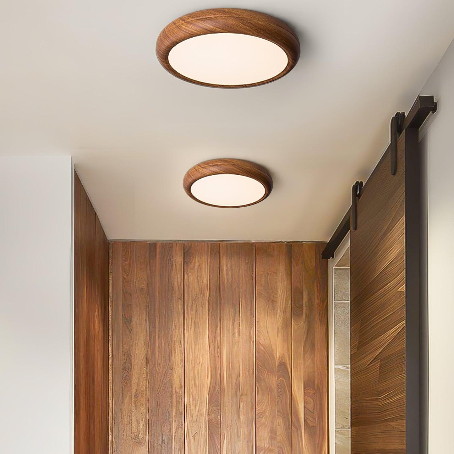 Liro | Elegant Round Wood Grain Flush Mount Ceiling Light