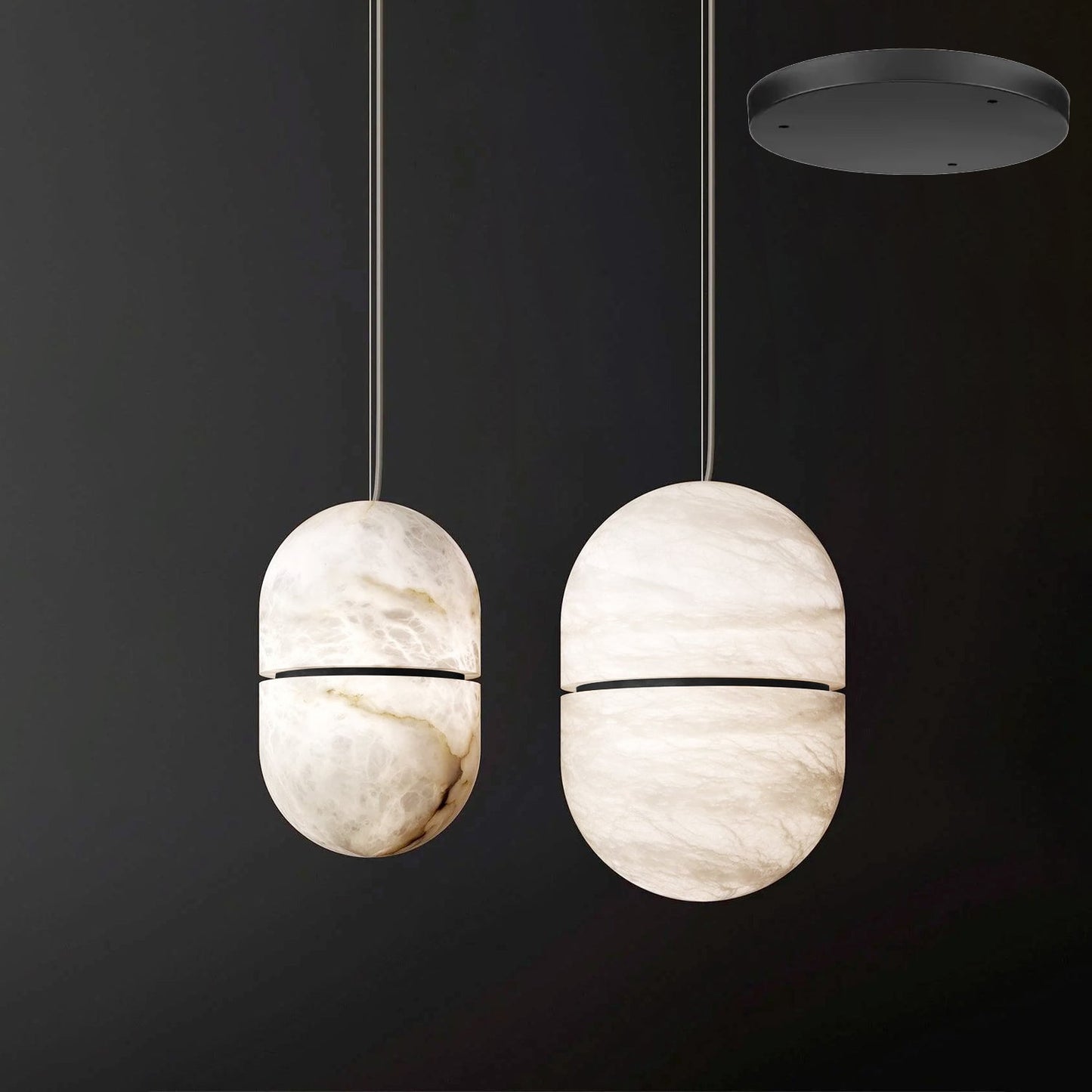 Caythos | Sculptural Capsule Alabaster Stone Pendant Light