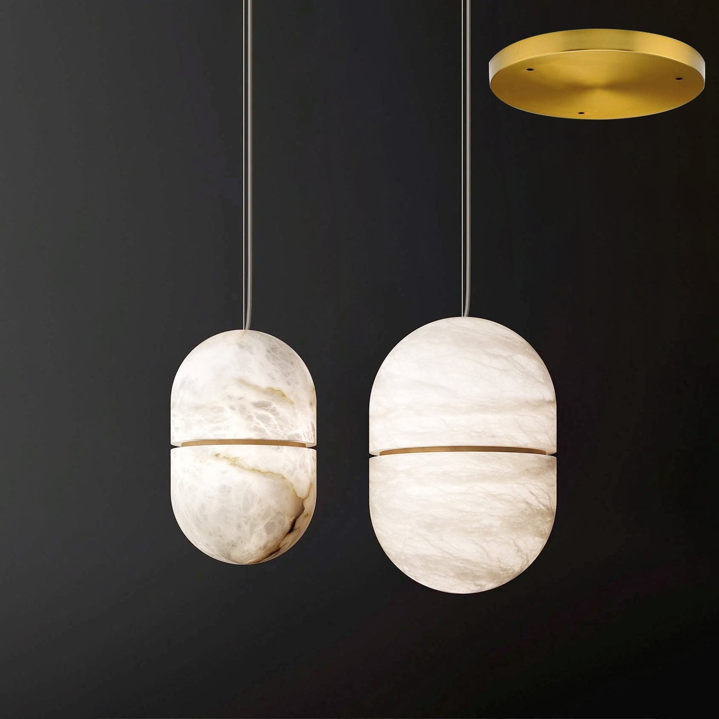 Caythos | Sculptural Capsule Alabaster Stone Pendant Light