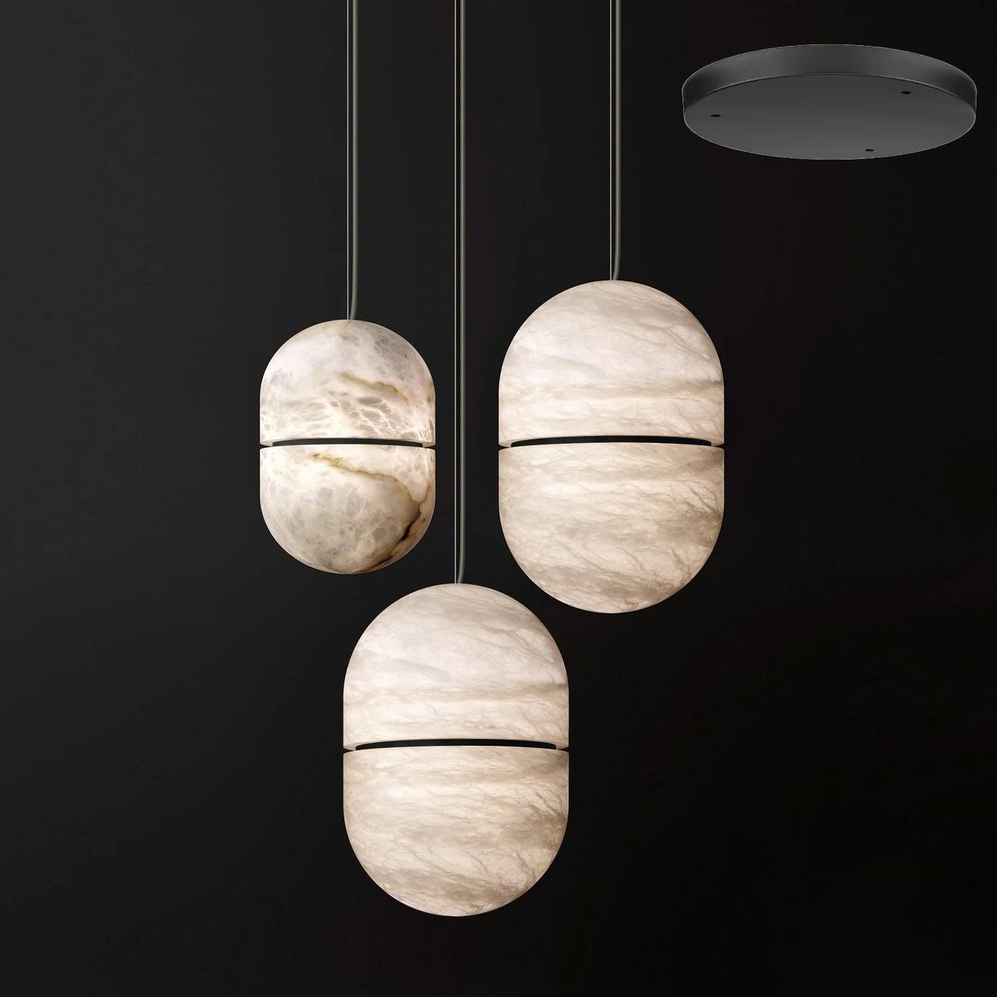 Caythos | Sculptural Capsule Alabaster Stone Pendant Light