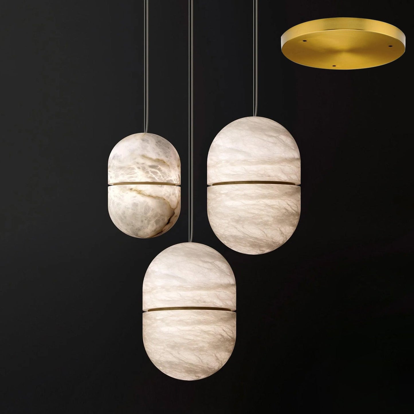 Caythos | Sculptural Capsule Alabaster Stone Pendant Light
