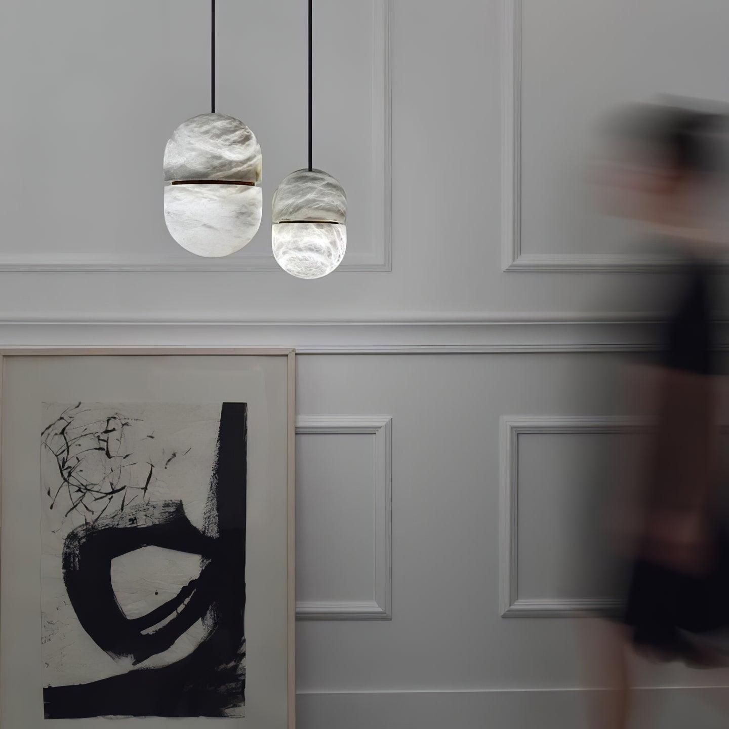 Caythos | Sculptural Capsule Alabaster Stone Pendant Light