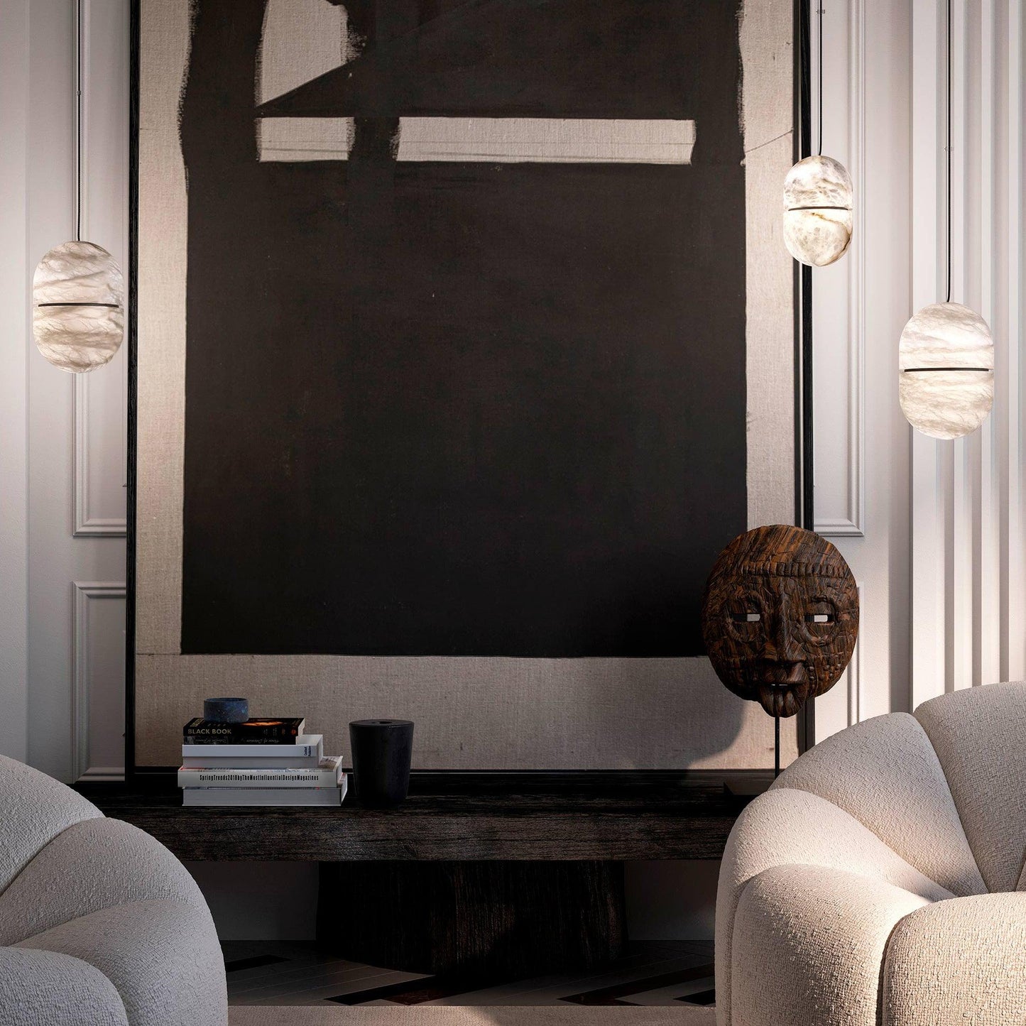 Caythos | Sculptural Capsule Alabaster Stone Pendant Light