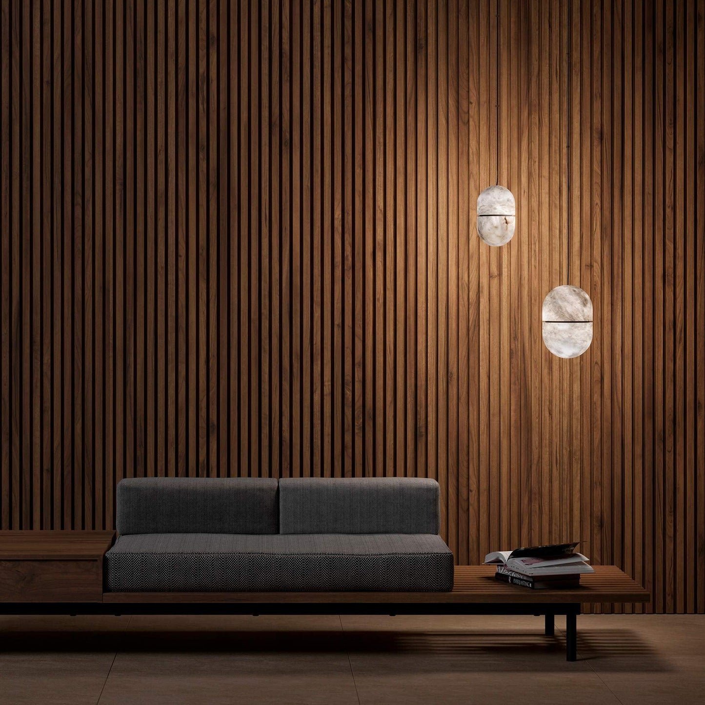 Caythos | Sculptural Capsule Alabaster Stone Pendant Light