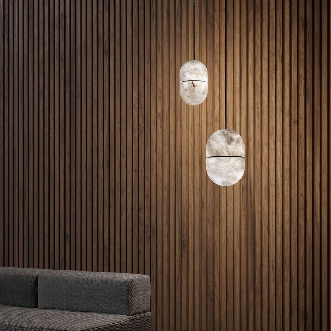 Caythos | Sculptural Capsule Alabaster Stone Pendant Light
