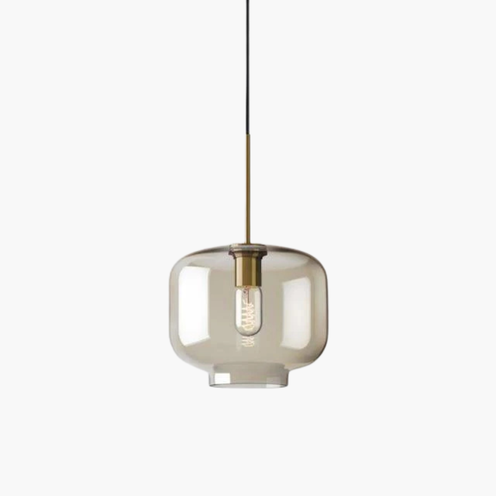 Zephirum | Ribbed Amber Glass Industrial Style Pendant Light