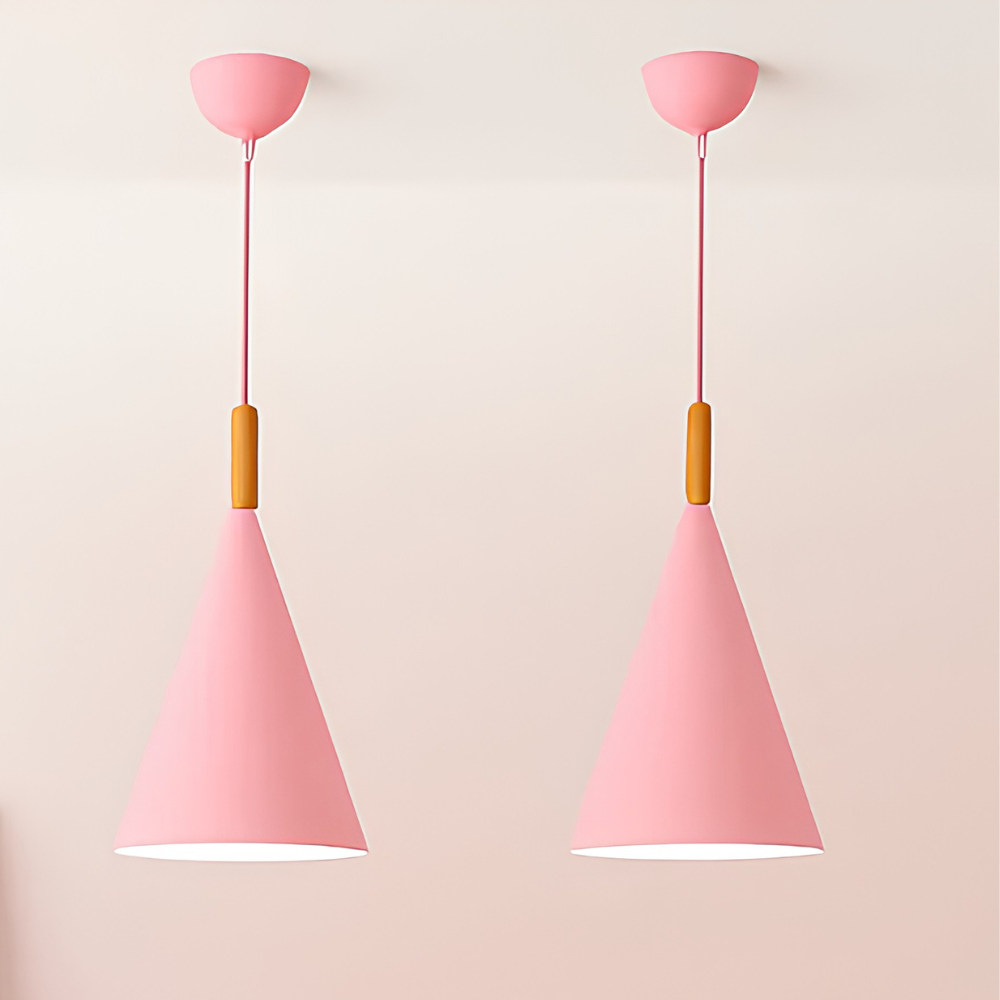 Zerimar | Modern Cone Metal and Wood Pendant Light