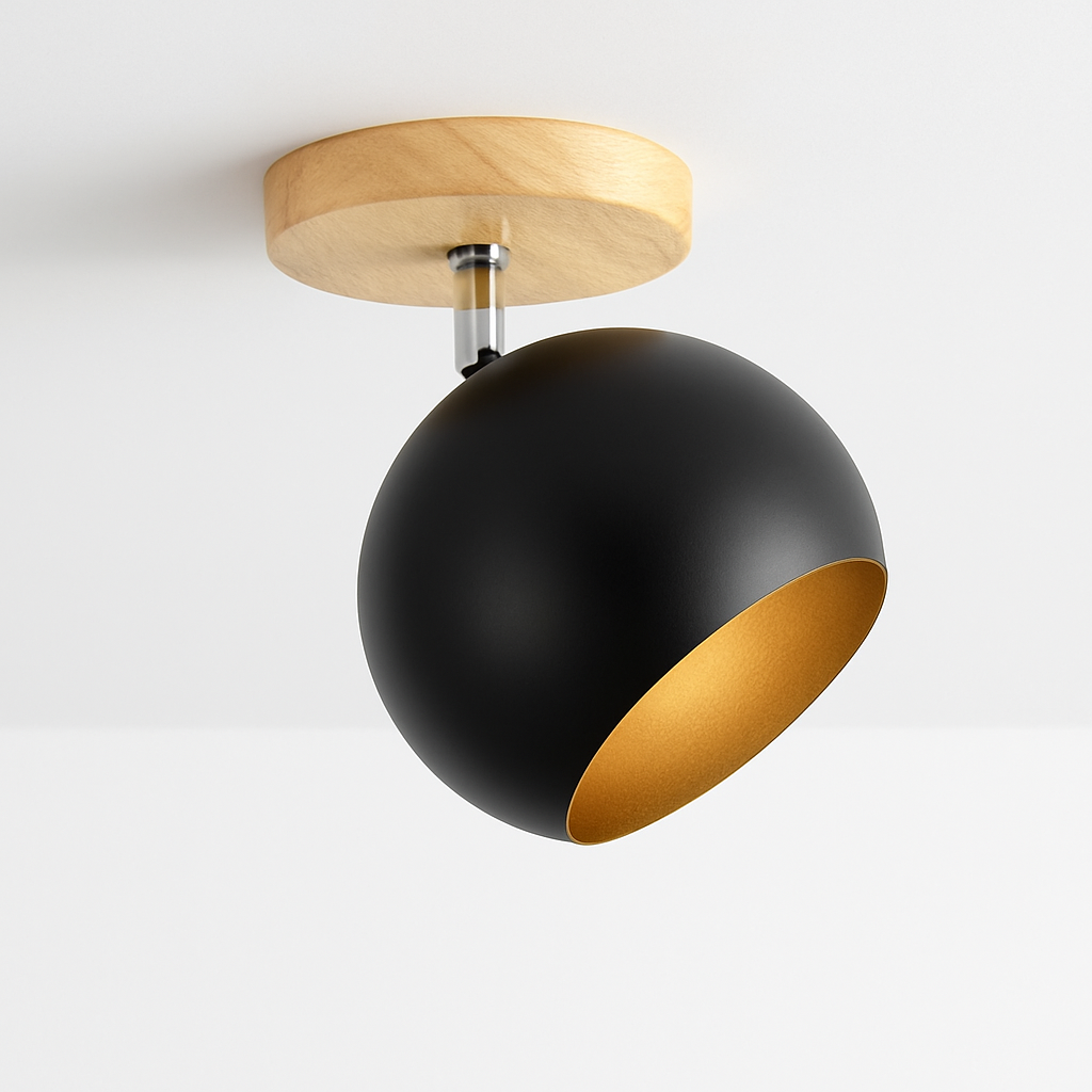 Dervian | Modern Spherical Adjustable Wood And Metal Ceiling Light