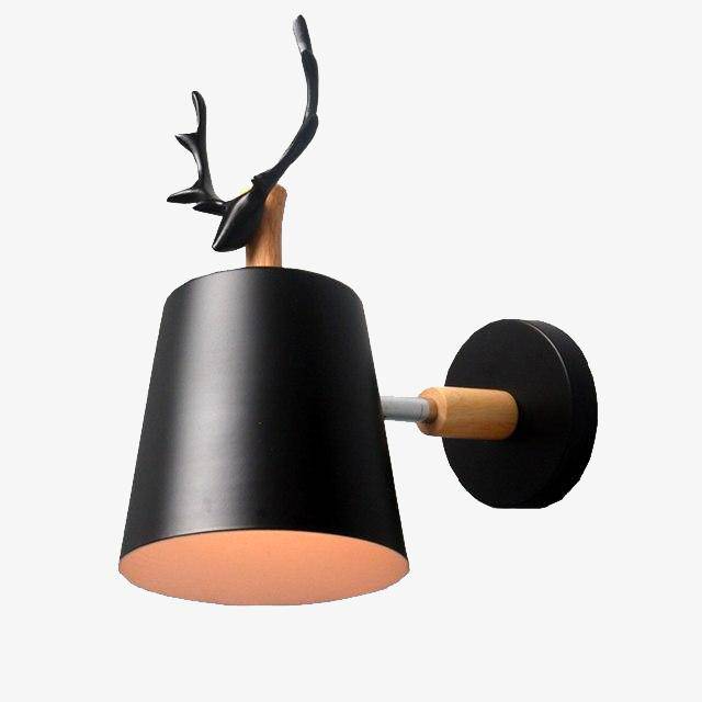 Thalamore | Antler Silhouette Nordic Wood and Metal Wall Light Sconce
