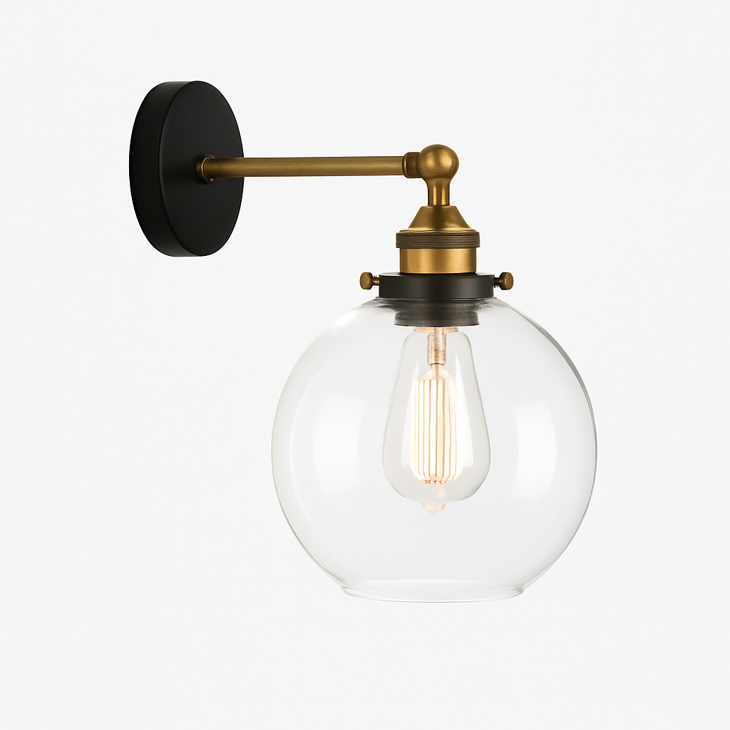 Velistra | Vintage Glass Globe Metal Wall Sconce Light Fixture