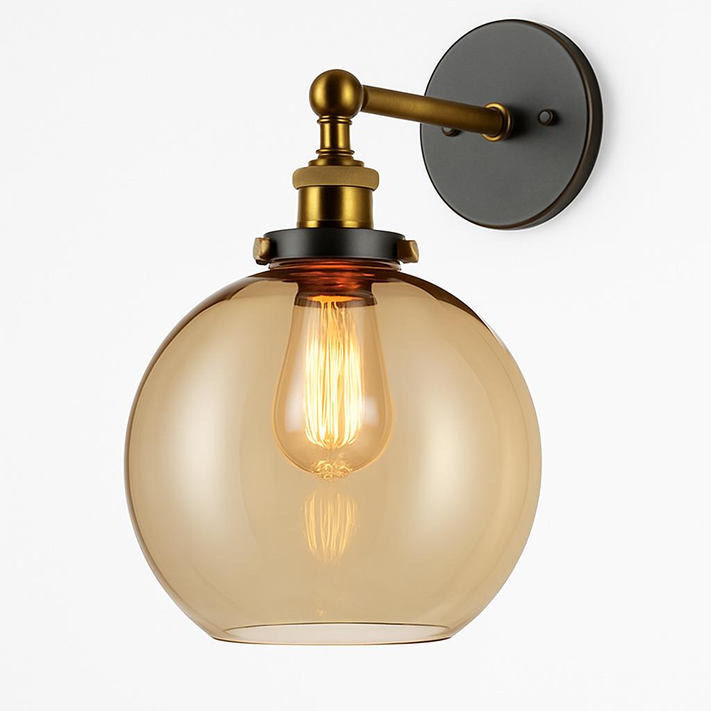 Velistra | Vintage Glass Globe Metal Wall Sconce Light Fixture