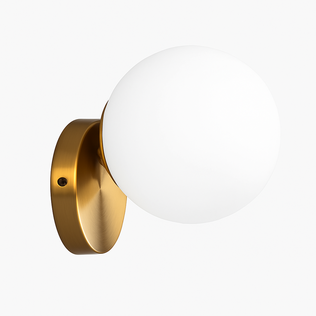 Krythall | Geometric Frosted Glass Globe Gilded Wall Light