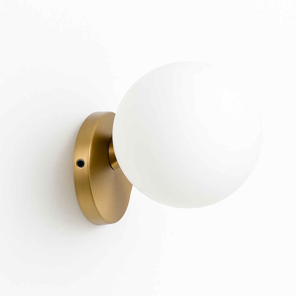 Krythall | Geometric Frosted Glass Globe Gilded Wall Light