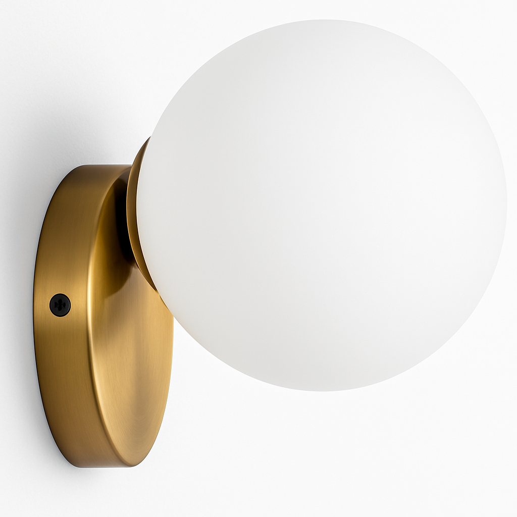 Krythall | Geometric Frosted Glass Globe Gilded Wall Light