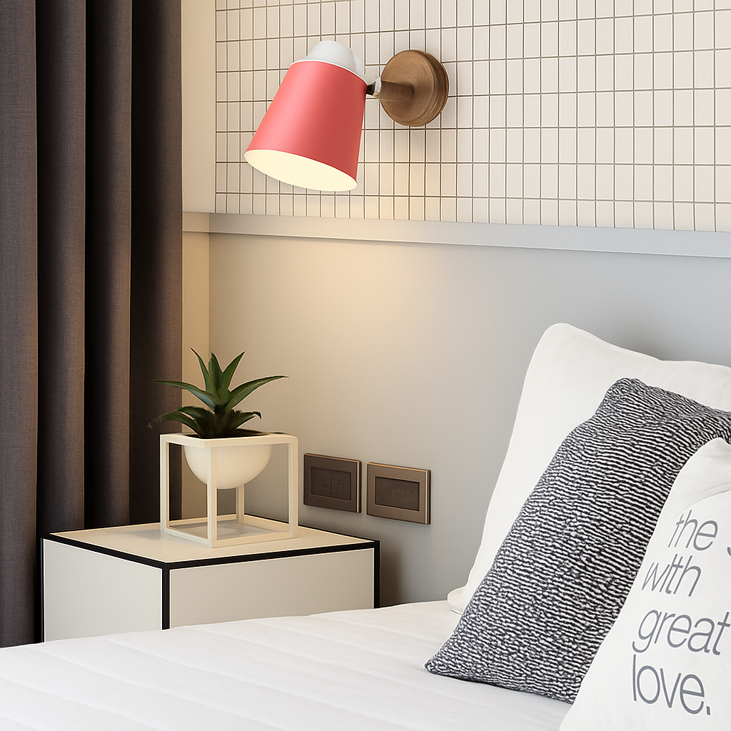 Velmoria | Adjustable LED Metal Wall Light With Wooden Mount