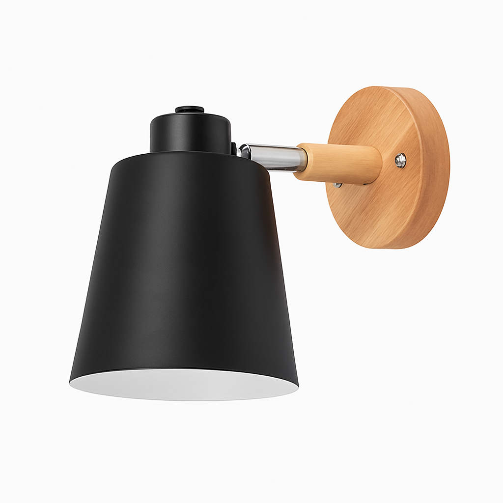 Velmoria | Adjustable LED Metal Wall Light With Wooden Mount