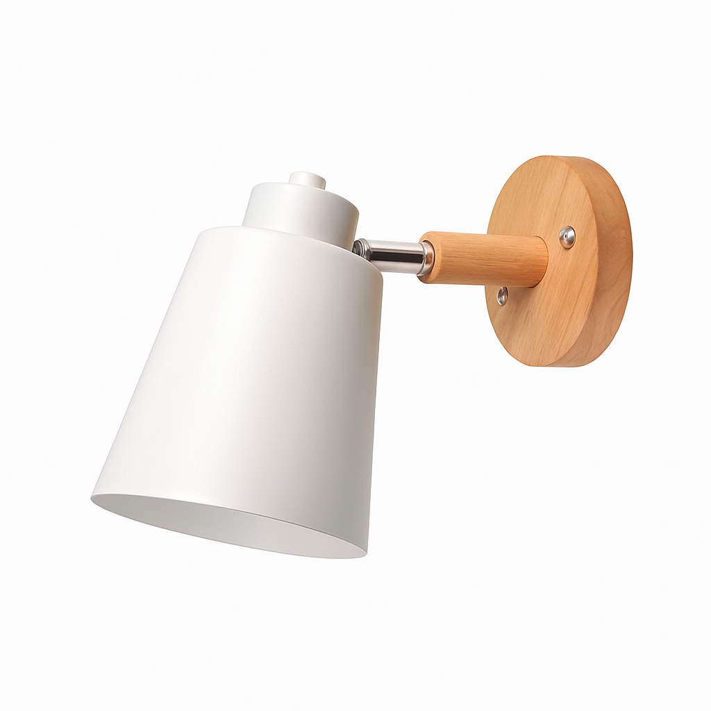 Velmoria | Adjustable LED Metal Wall Light With Wooden Mount