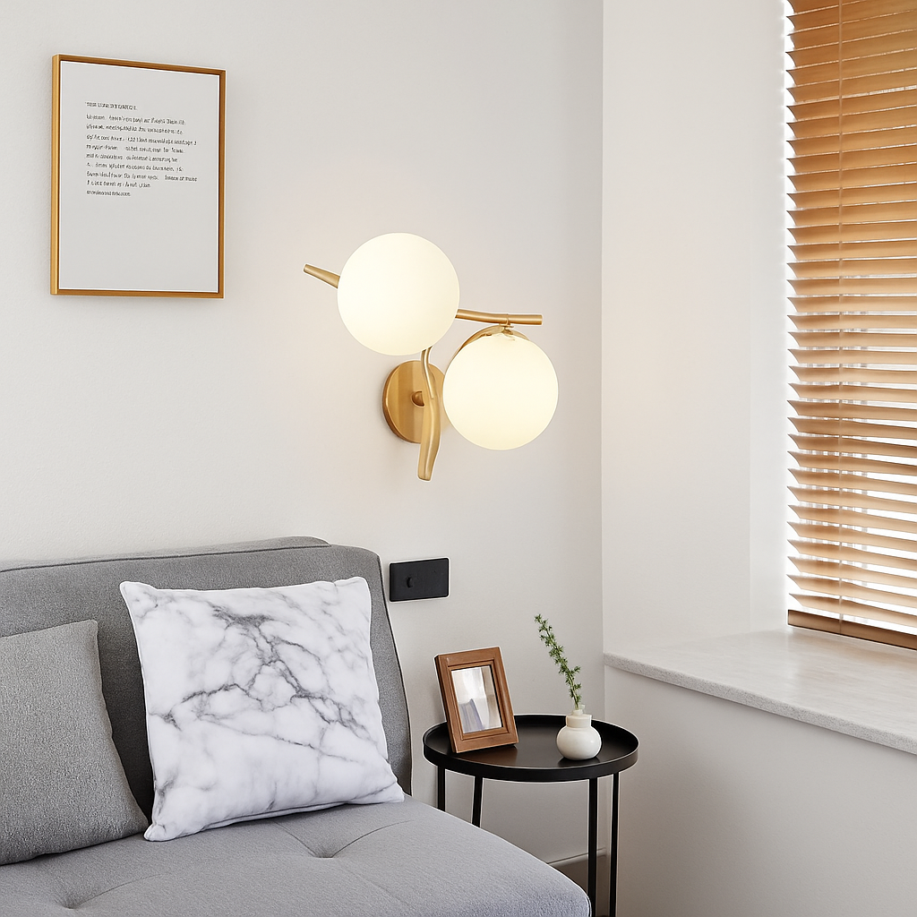 Kynthell | Minimalist Intersecting Sculptural Glass Globe Wall Light