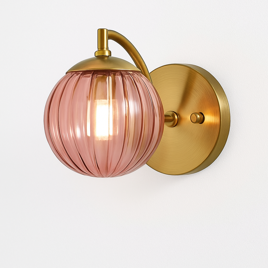 Zenvori | Modern Smoked Glass Globe Brass Wall Light Fixture